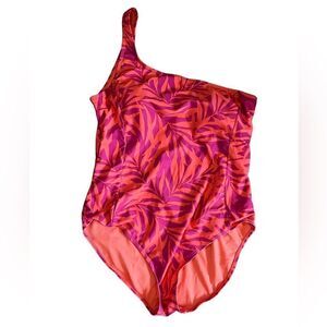 Coral One Shoulder Strap One Piece Printed Swim Suit 16